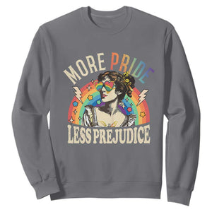 More Pride Less Prejudice Sweatshirt Pride Month LGBTQ Rainbow TS11 Charcoal Print Your Wear