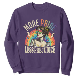 More Pride Less Prejudice Sweatshirt Pride Month LGBTQ Rainbow TS11 Purple Print Your Wear