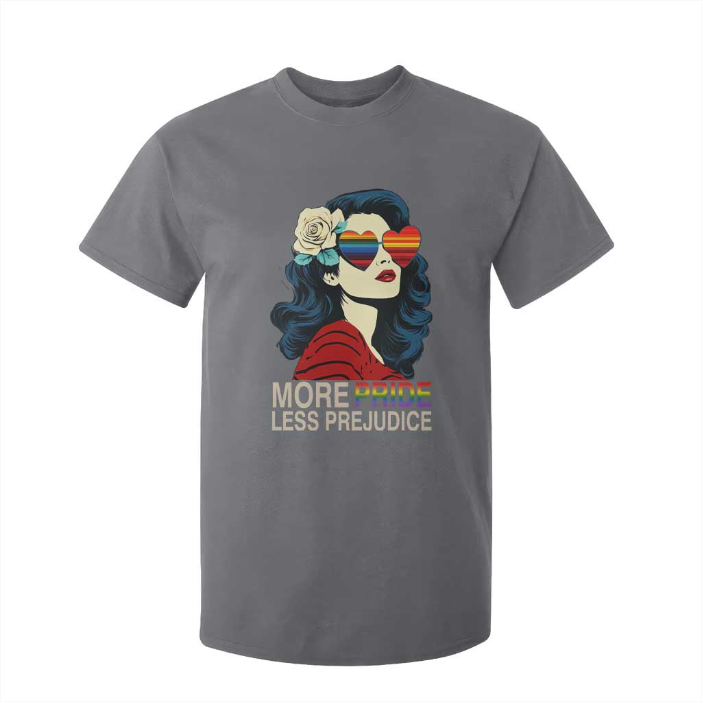 More Pride Less Prejudice T Shirt For Kid Retro Pride Month LGBTQ Feminist TS02 Charcoal Print Your Wear