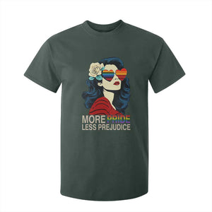 More Pride Less Prejudice T Shirt For Kid Retro Pride Month LGBTQ Feminist TS02 Dark Forest Green Print Your Wear