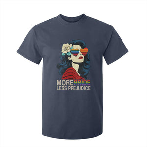 More Pride Less Prejudice T Shirt For Kid Retro Pride Month LGBTQ Feminist TS02 Navy Print Your Wear