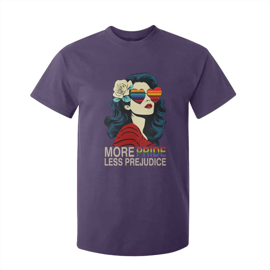 More Pride Less Prejudice T Shirt For Kid Retro Pride Month LGBTQ Feminist TS02 Purple Print Your Wear