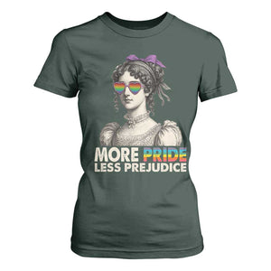 More Pride Less Prejudice T Shirt For Women LGBTQ Proud Ally Pride Month TS10 Dark Forest Green Print Your Wear