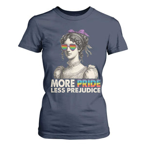 More Pride Less Prejudice T Shirt For Women LGBTQ Proud Ally Pride Month TS10 Navy Print Your Wear