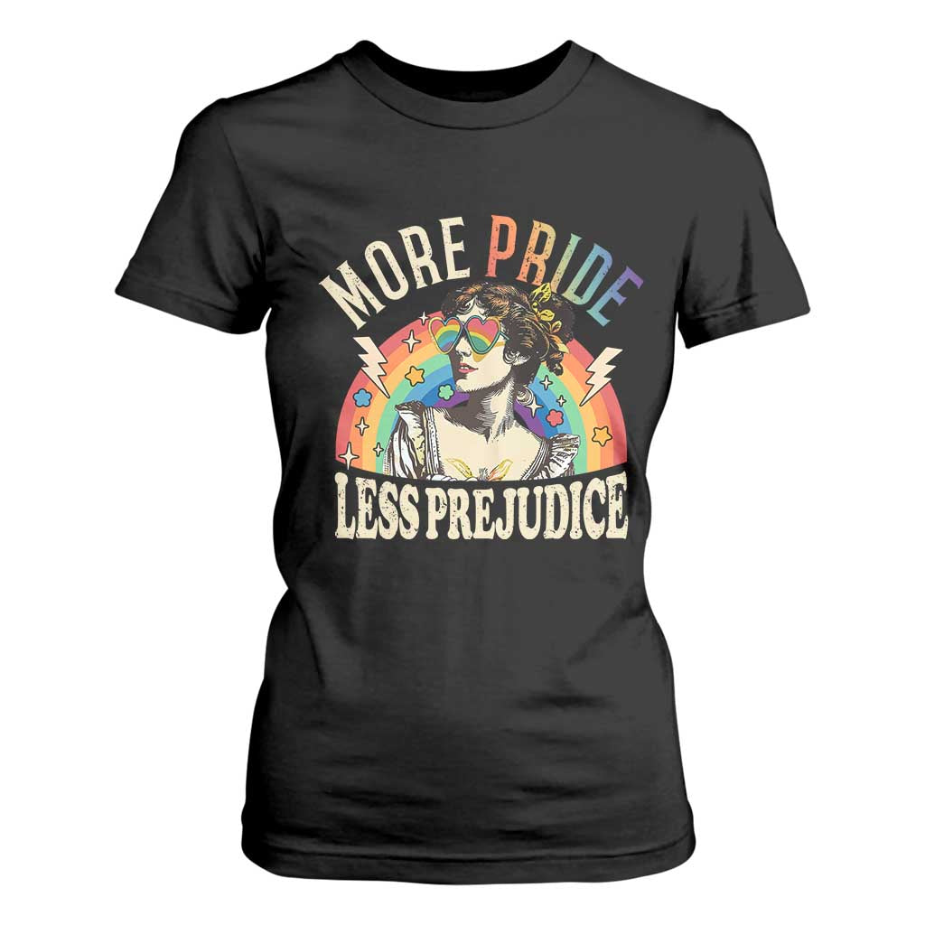 More Pride Less Prejudice T Shirt For Women Pride Month LGBTQ Rainbow TS11 Black Print Your Wear
