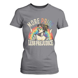 More Pride Less Prejudice T Shirt For Women Pride Month LGBTQ Rainbow TS11 Charcoal Print Your Wear