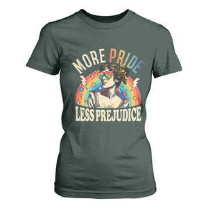 More Pride Less Prejudice T Shirt For Women Pride Month LGBTQ Rainbow TS11 Dark Forest Green Print Your Wear