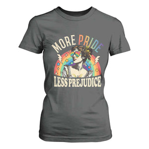 More Pride Less Prejudice T Shirt For Women Pride Month LGBTQ Rainbow TS11 Dark Heather Print Your Wear