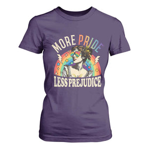 More Pride Less Prejudice T Shirt For Women Pride Month LGBTQ Rainbow TS11 Purple Print Your Wear