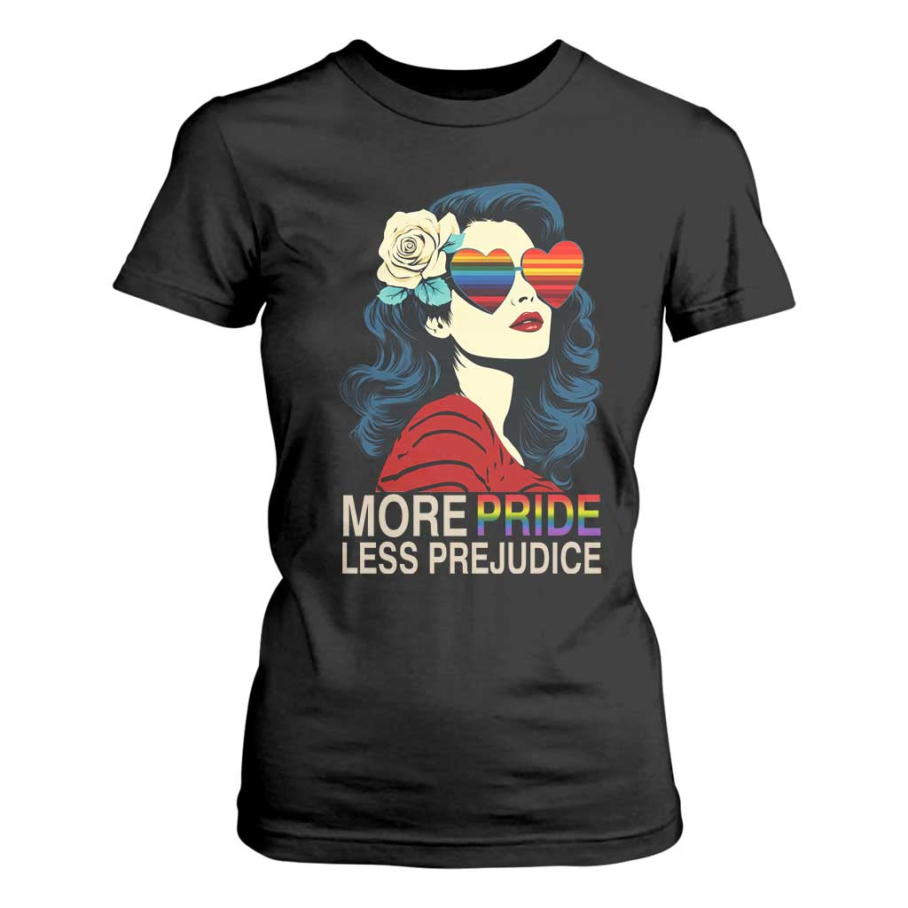 More Pride Less Prejudice T Shirt For Women Retro Pride Month LGBTQ Feminist TS02 Black Print Your Wear