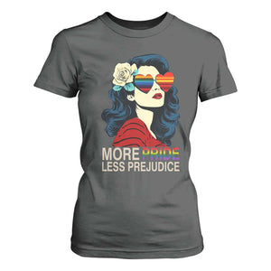 More Pride Less Prejudice T Shirt For Women Retro Pride Month LGBTQ Feminist TS02 Dark Heather Print Your Wear