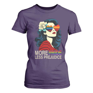 More Pride Less Prejudice T Shirt For Women Retro Pride Month LGBTQ Feminist TS02 Purple Print Your Wear