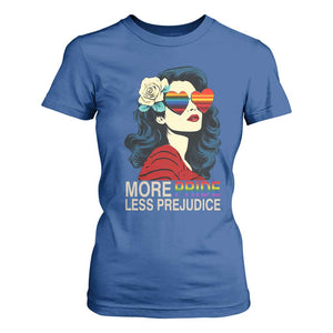 More Pride Less Prejudice T Shirt For Women Retro Pride Month LGBTQ Feminist TS02 Royal Blue Print Your Wear