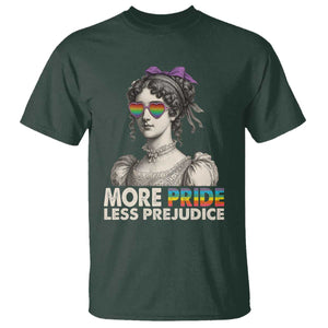 More Pride Less Prejudice T Shirt LGBTQ Proud Ally Pride Month TS10 Dark Forest Green Print Your Wear