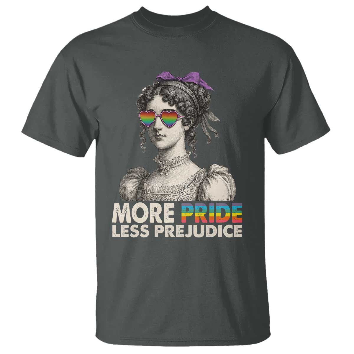 More Pride Less Prejudice T Shirt LGBTQ Proud Ally Pride Month TS10 Dark Heather Print Your Wear
