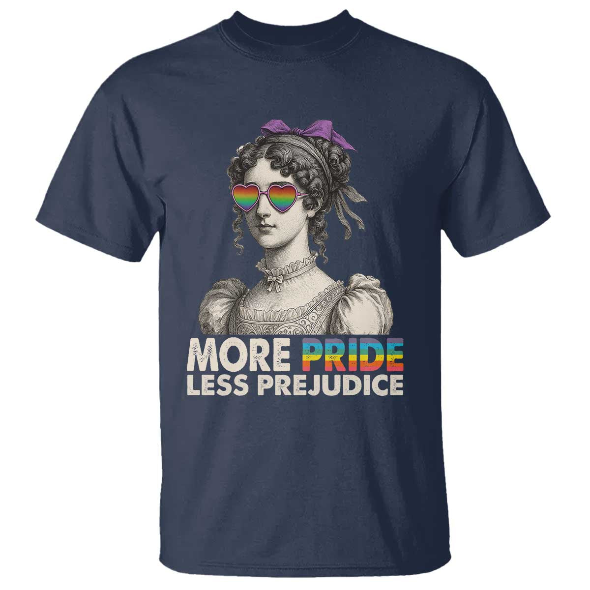 More Pride Less Prejudice T Shirt LGBTQ Proud Ally Pride Month TS10 Navy Print Your Wear