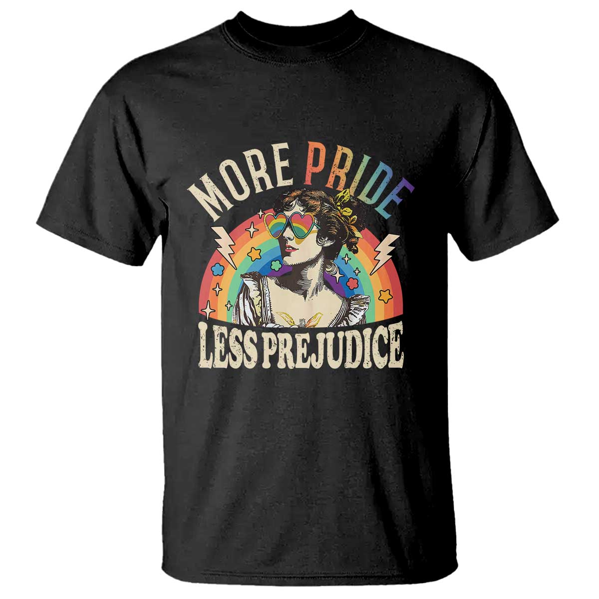 More Pride Less Prejudice T Shirt Pride Month LGBTQ Rainbow TS11 Black Print Your Wear