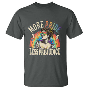 More Pride Less Prejudice T Shirt Pride Month LGBTQ Rainbow TS11 Dark Heather Print Your Wear