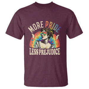 More Pride Less Prejudice T Shirt Pride Month LGBTQ Rainbow TS11 Maroon Print Your Wear