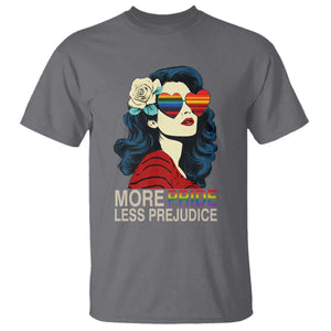 More Pride Less Prejudice T Shirt Retro Pride Month LGBTQ Feminist TS02 Charcoal Print Your Wear