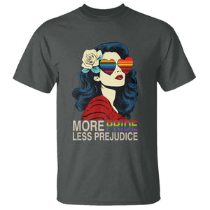 More Pride Less Prejudice T Shirt Retro Pride Month LGBTQ Feminist TS02 Dark Heather Print Your Wear