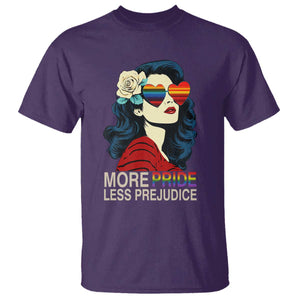 More Pride Less Prejudice T Shirt Retro Pride Month LGBTQ Feminist TS02 Purple Print Your Wear