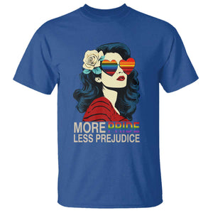 More Pride Less Prejudice T Shirt Retro Pride Month LGBTQ Feminist TS02 Royal Blue Print Your Wear