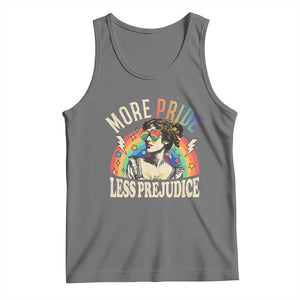 More Pride Less Prejudice Tank Top Pride Month LGBTQ Rainbow TS11 Black Heather Print Your Wear
