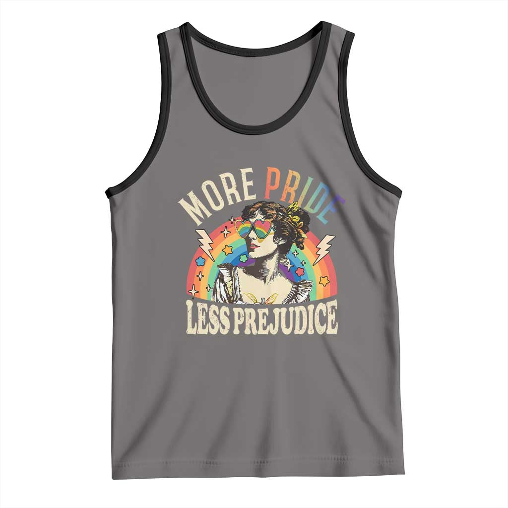 More Pride Less Prejudice Tank Top Pride Month LGBTQ Rainbow TS11 Deep Heather Black Print Your Wear