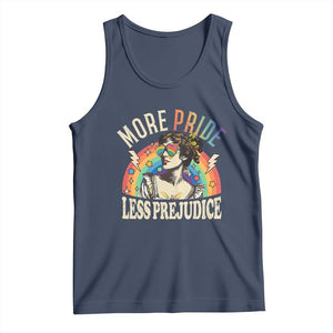 More Pride Less Prejudice Tank Top Pride Month LGBTQ Rainbow TS11 Navy Print Your Wear
