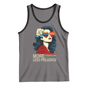 More Pride Less Prejudice Tank Top Retro Pride Month LGBTQ Feminist TS02 Deep Heather Black Print Your Wear