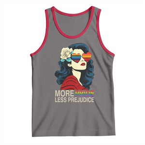 More Pride Less Prejudice Tank Top Retro Pride Month LGBTQ Feminist TS02 Deep Heather Red Print Your Wear