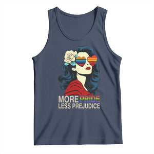 More Pride Less Prejudice Tank Top Retro Pride Month LGBTQ Feminist TS02 Navy Print Your Wear