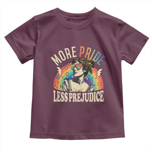 More Pride Less Prejudice Toddler T Shirt Pride Month LGBTQ Rainbow TS11 Maroon Print Your Wear