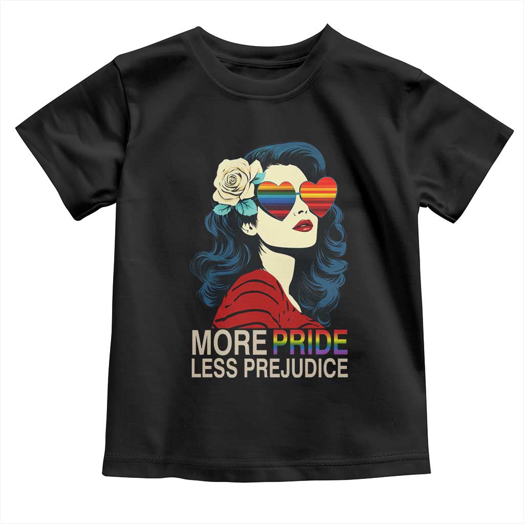 More Pride Less Prejudice Toddler T Shirt Retro Pride Month LGBTQ Feminist TS02 Black Print Your Wear