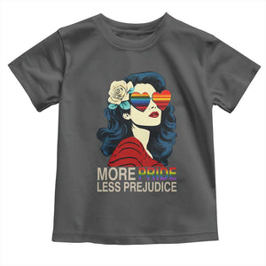 More Pride Less Prejudice Toddler T Shirt Retro Pride Month LGBTQ Feminist TS02 Dark Heather Print Your Wear