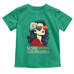 More Pride Less Prejudice Toddler T Shirt Retro Pride Month LGBTQ Feminist TS02 Irish Green Print Your Wear