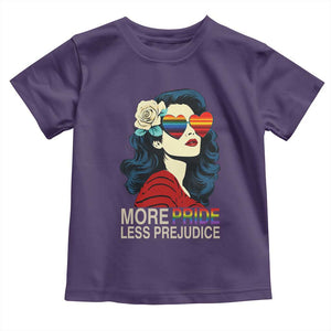 More Pride Less Prejudice Toddler T Shirt Retro Pride Month LGBTQ Feminist TS02 Purple Print Your Wear