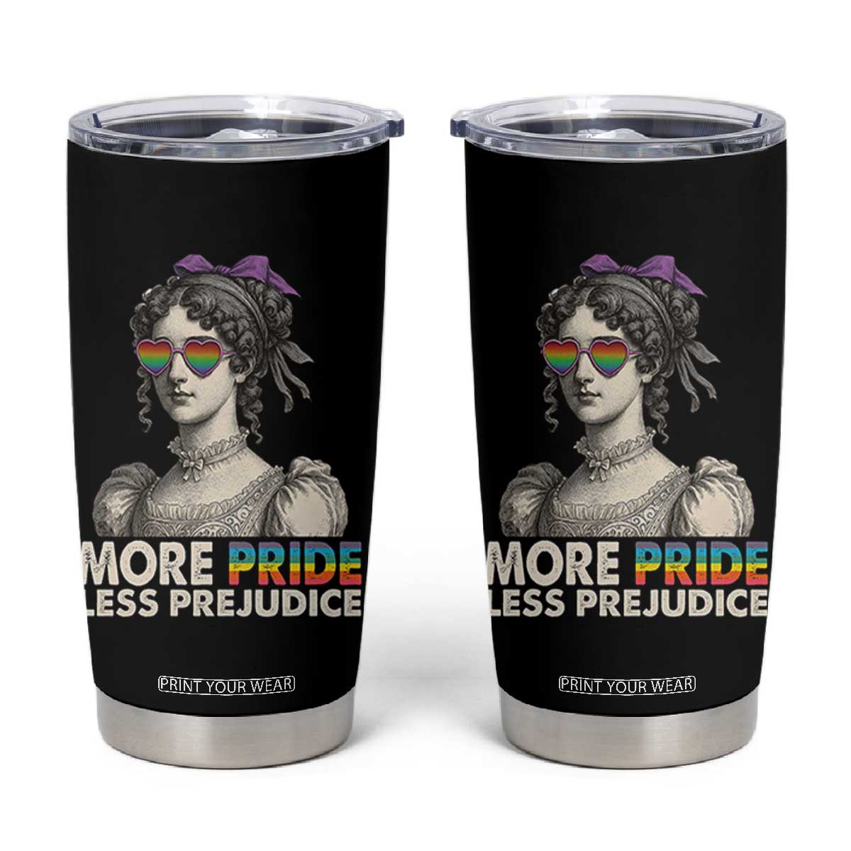 More Pride Less Prejudice Tumbler Cup LGBTQ Proud Ally Pride Month TS10 Black Print Your Wear