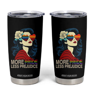 More Pride Less Prejudice Tumbler Cup Retro Pride Month LGBTQ Feminist TS02 Black Print Your Wear