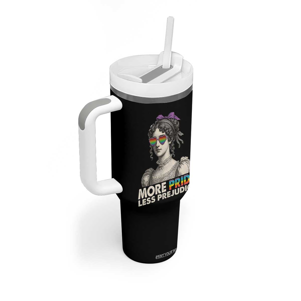 More Pride Less Prejudice Tumbler With Handle LGBTQ Proud Ally Pride Month TS10 Print Your Wear