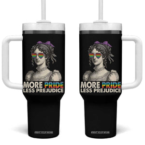 More Pride Less Prejudice Tumbler With Handle LGBTQ Proud Ally Pride Month TS10 One Size: 40 oz Black Print Your Wear