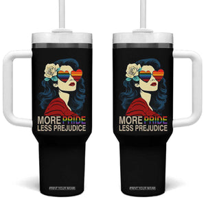 More Pride Less Prejudice Tumbler With Handle Retro Pride Month LGBTQ Feminist TS02 One Size: 40 oz Black Print Your Wear