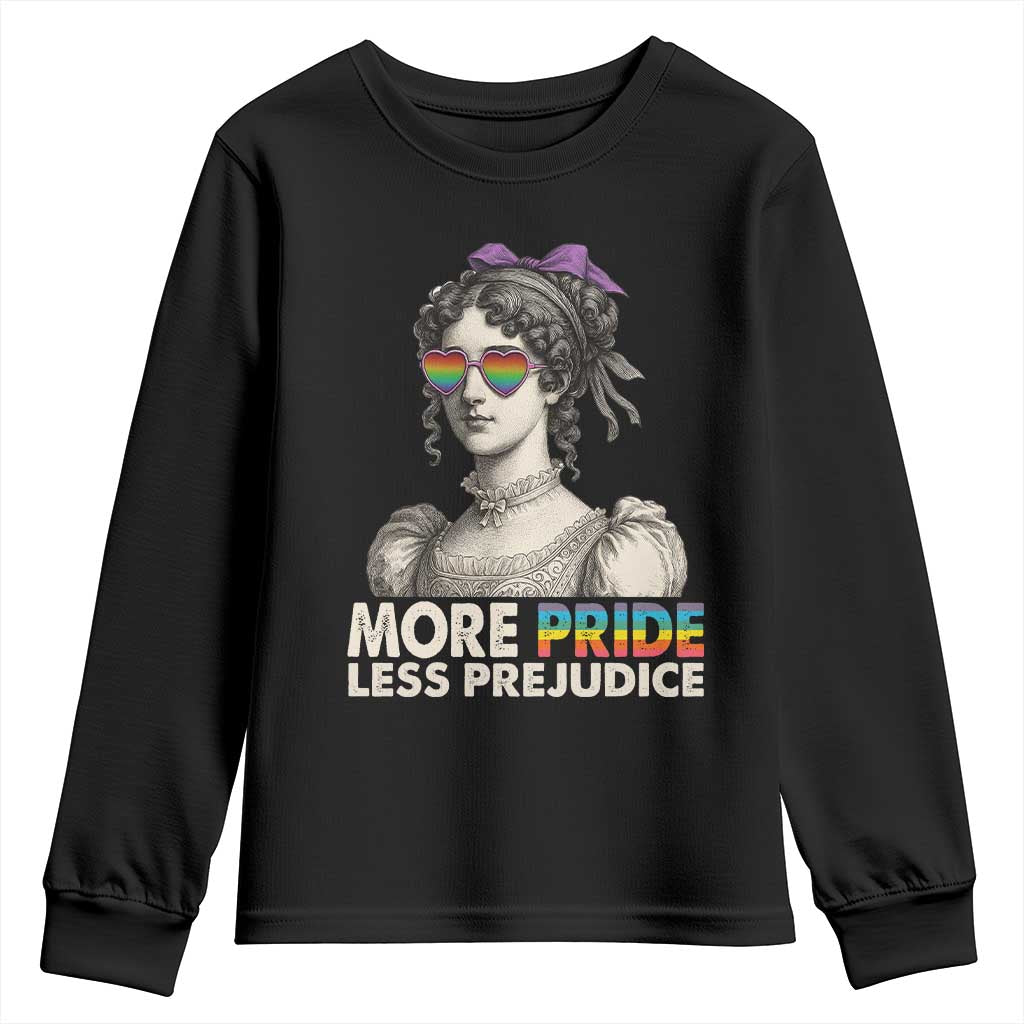 More Pride Less Prejudice Youth Sweatshirt LGBTQ Proud Ally Pride Month TS10 Black Print Your Wear