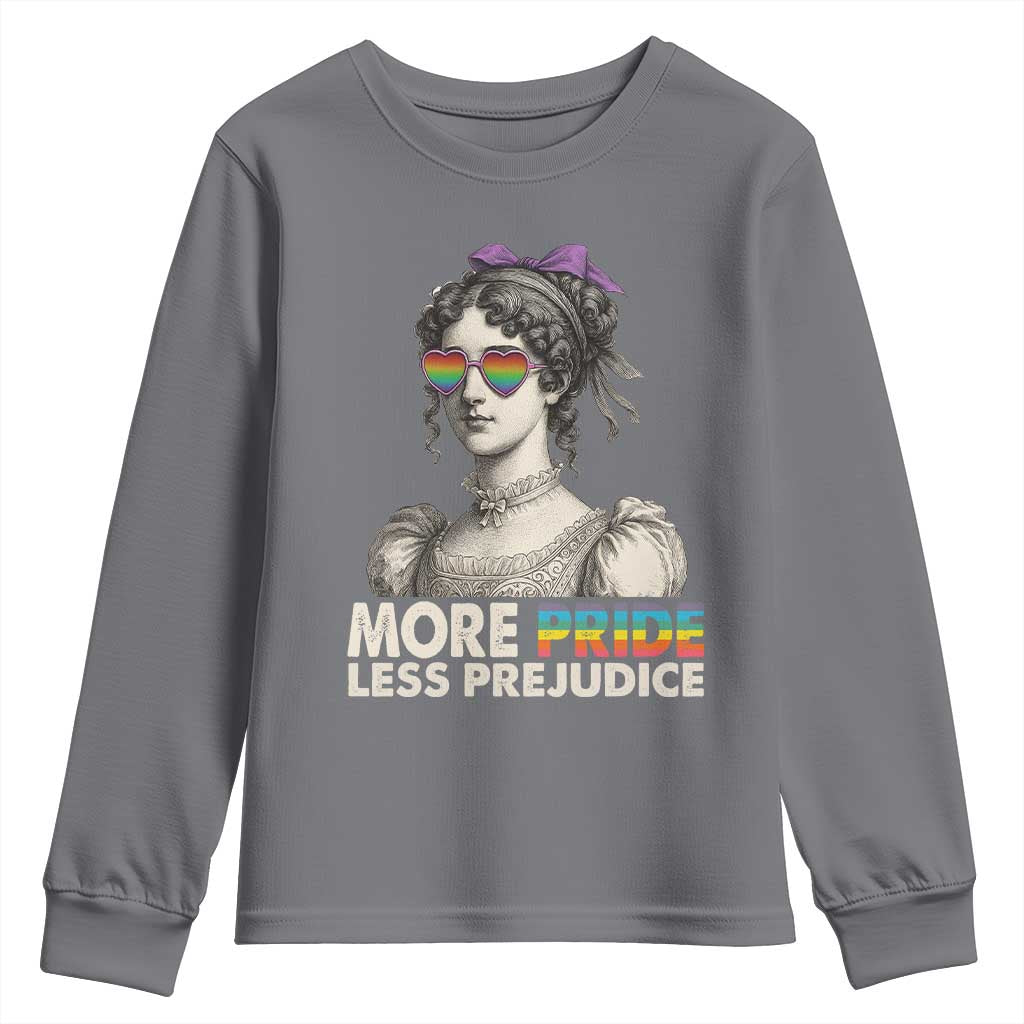 More Pride Less Prejudice Youth Sweatshirt LGBTQ Proud Ally Pride Month TS10 Charcoal Print Your Wear