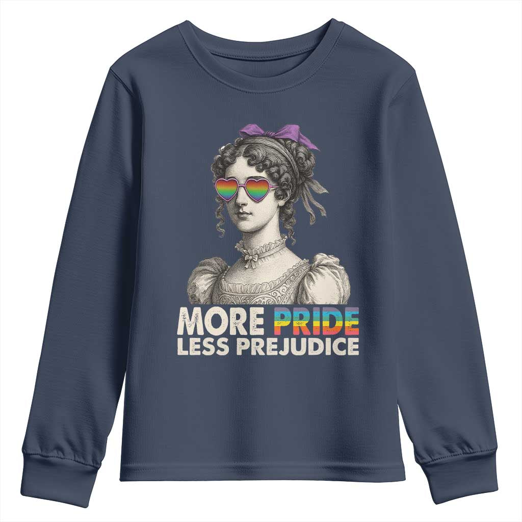 More Pride Less Prejudice Youth Sweatshirt LGBTQ Proud Ally Pride Month TS10 Navy Print Your Wear