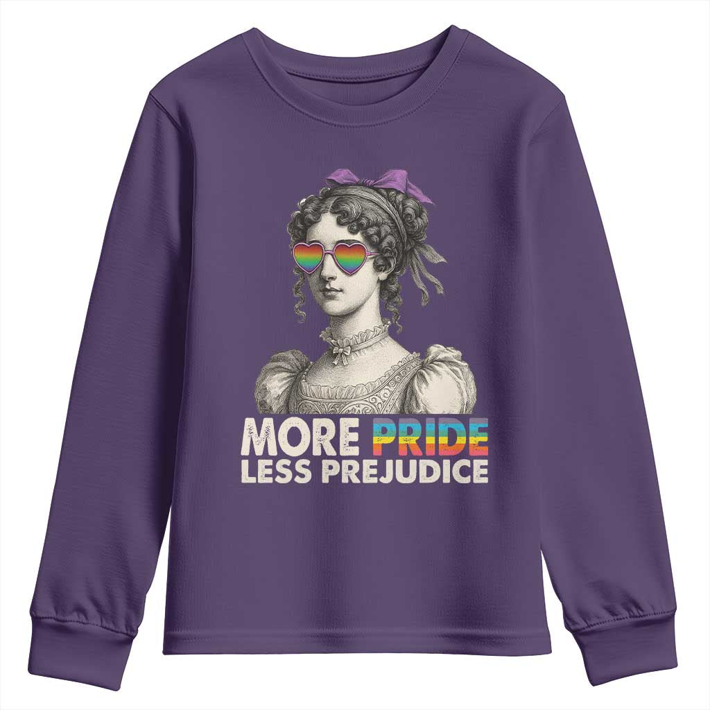 More Pride Less Prejudice Youth Sweatshirt LGBTQ Proud Ally Pride Month TS10 Purple Print Your Wear