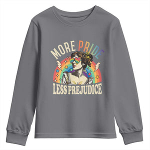 More Pride Less Prejudice Youth Sweatshirt Pride Month LGBTQ Rainbow TS11 Charcoal Print Your Wear