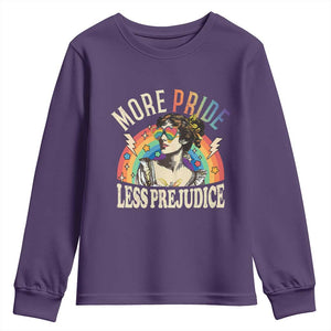 More Pride Less Prejudice Youth Sweatshirt Pride Month LGBTQ Rainbow TS11 Purple Print Your Wear
