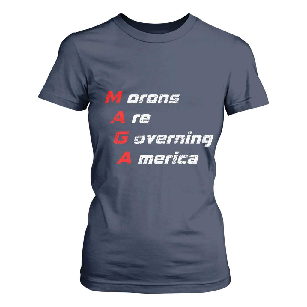 Morons Are Governing America T Shirt For Women TS10 Navy Print Your Wear